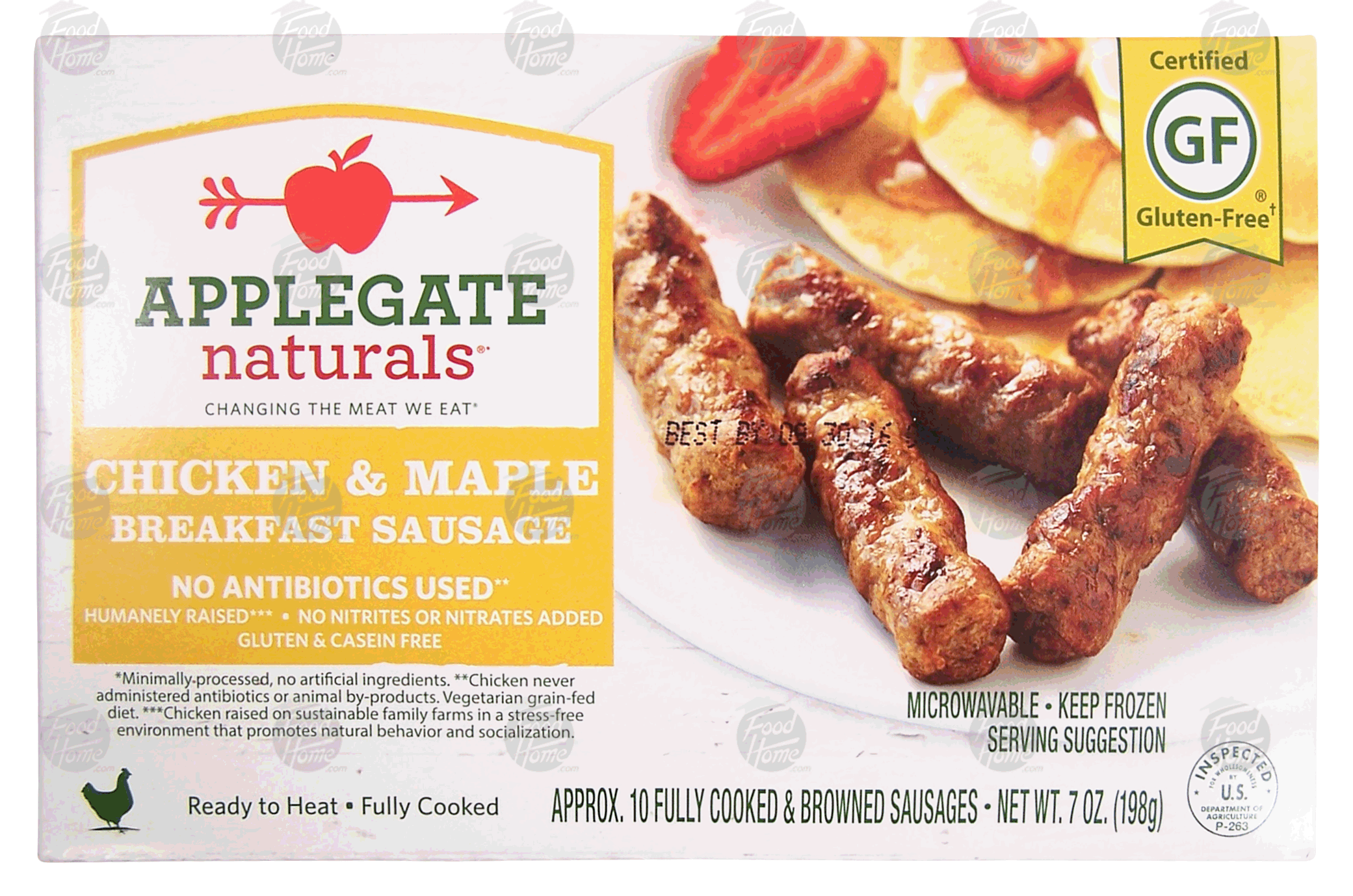 Applegate naturals gluten free chicken & maple breakfast sausage, 10 fully cooked & browned sausages Full-Size Picture